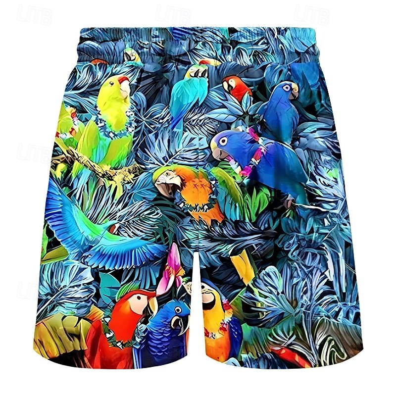 남성용 3D 프린팅 멋진 물고기 상어 반바지, 앵무새  - Trunks Board Surf 리뷰 및 가격