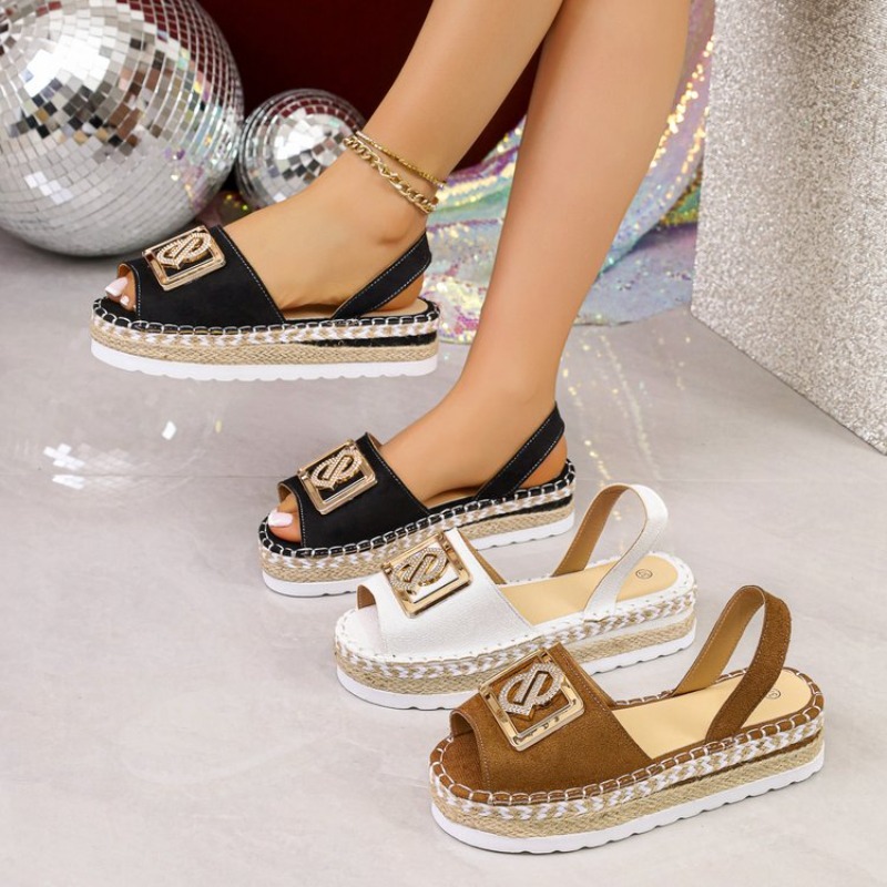 여성 플랫폼 에스파드리유 샌들, 라인스톤 메탈 버클 오 - Espadrille Slip On 리뷰 및 가격