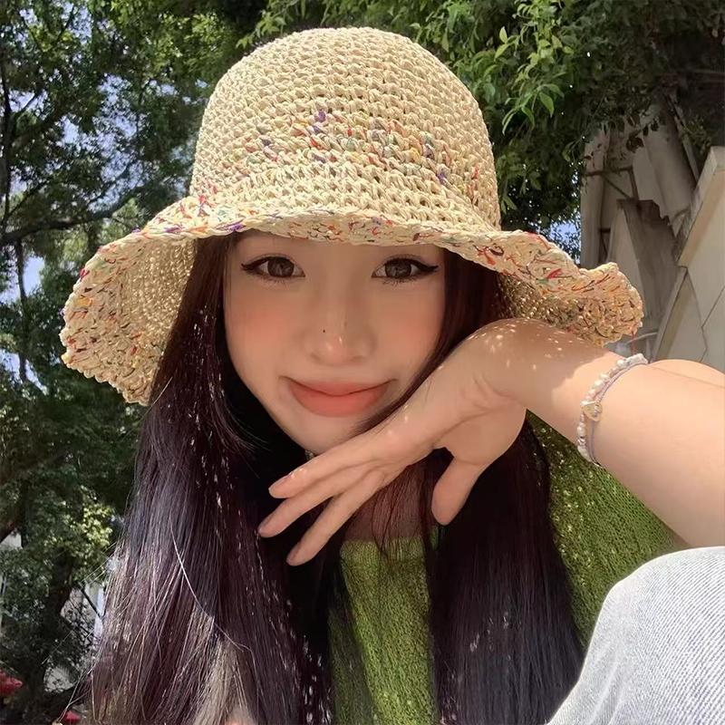 여성용 손으로 짠 무지개 밀짚모자 한국 여름 통기성 어 - Bucket Hat Straw 리뷰 및 가격