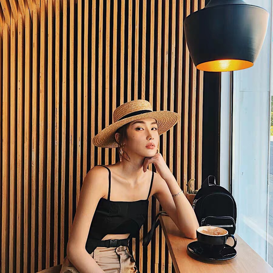 보터 밀짚모자 프랑스풍 우아한 사각 리본 여성용 햇빛  - Bucket Hat Straw 리뷰 및 가격